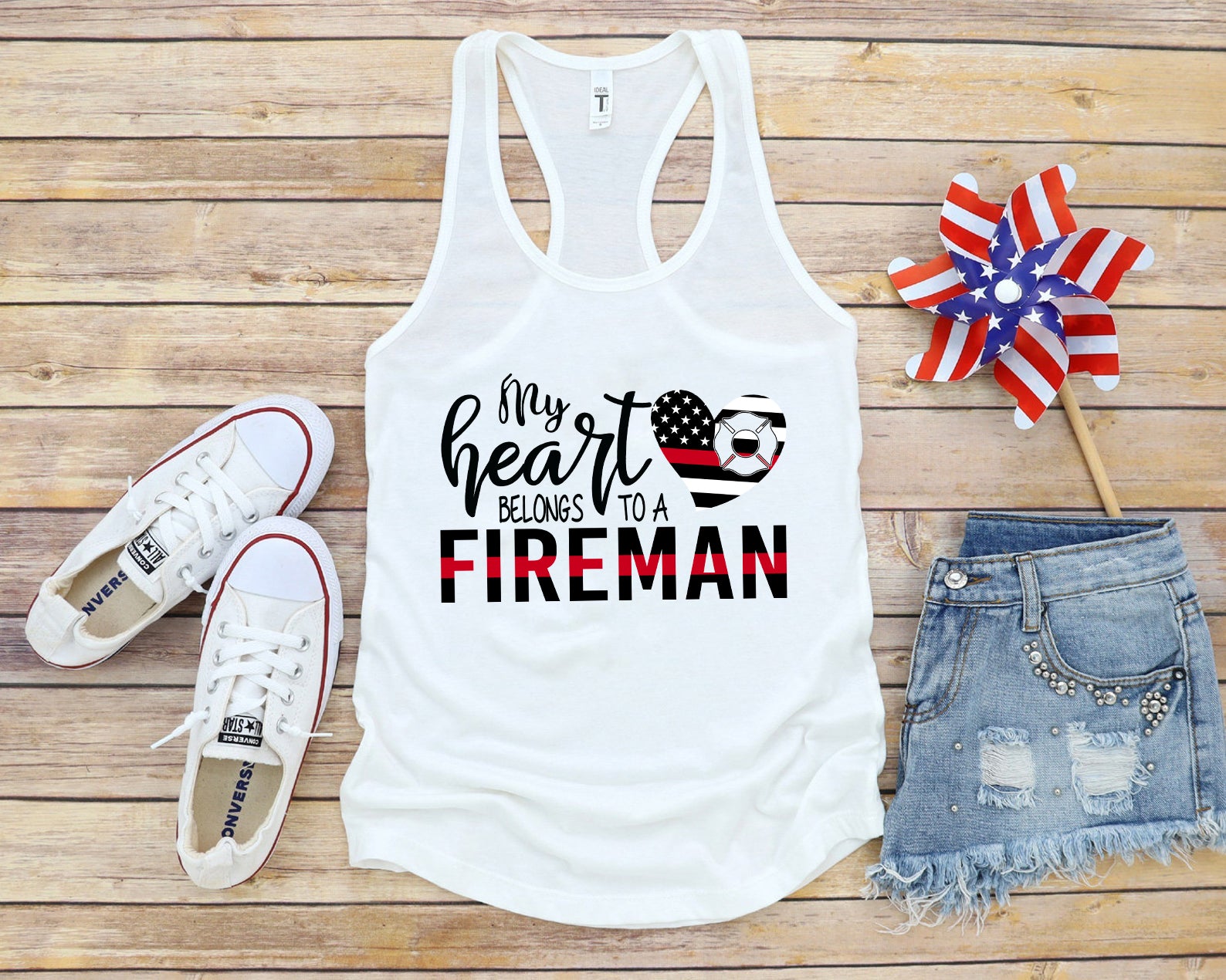 My Heart Belongs To A Fireman Fire Mom Fire Wife Gift Shirts