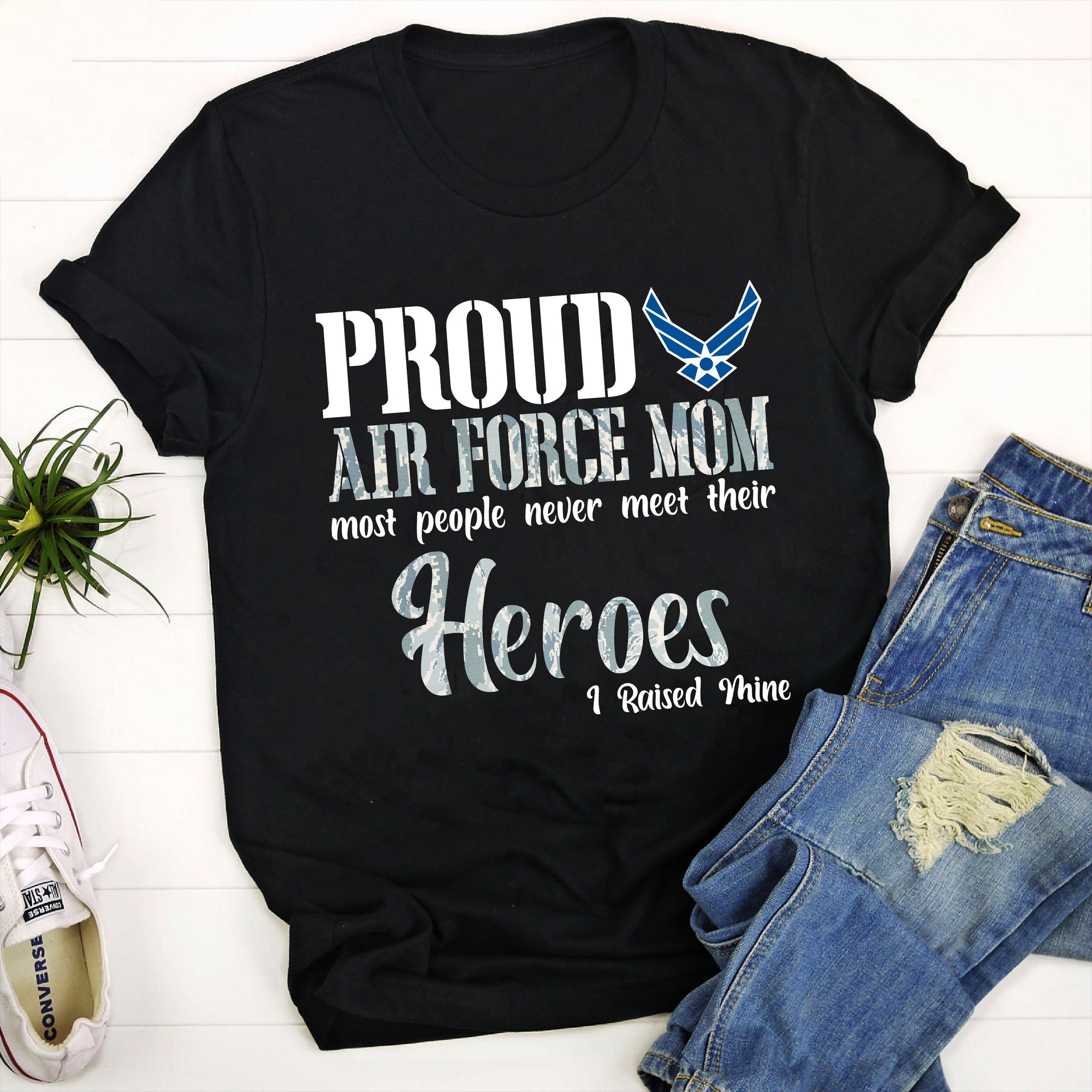 I Raised My Hero Air Force Mom Women's Tank V-neck T-shirt Airman Mom Shirt