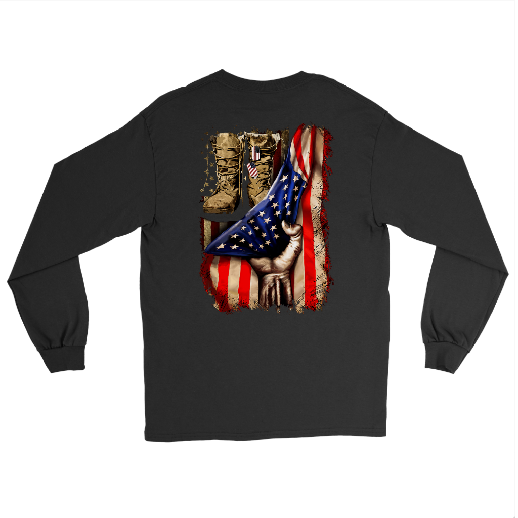 Distressed Flag Military Veterans long sleeve shirt, hoodie, T-shirt