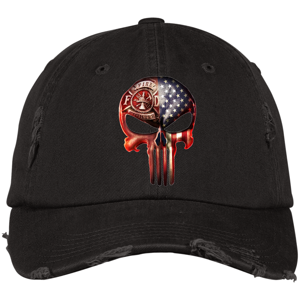 Red Skull Firefighter Distressed Dad Cap