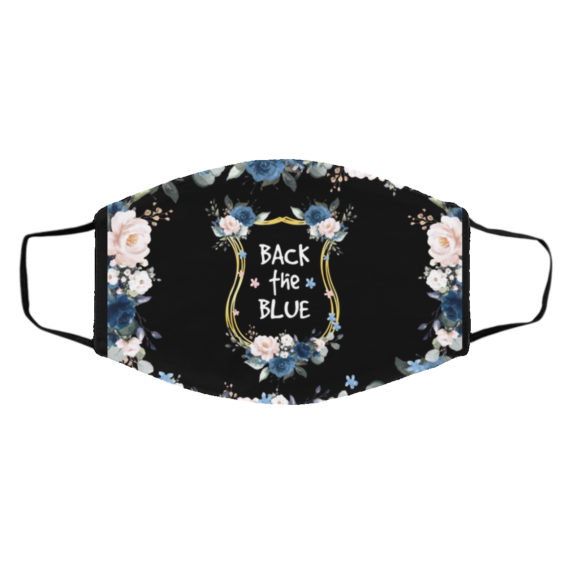 Back The Blue Floral Badge Med/Lg Face Mask