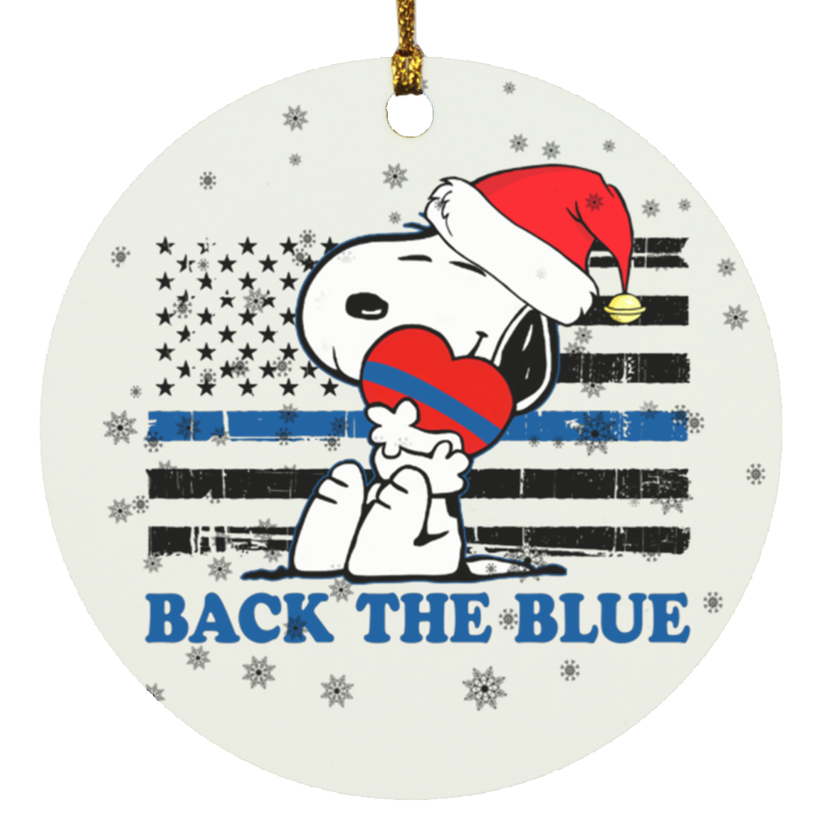 Snoopy Back The Blue 2 Circle Ornament