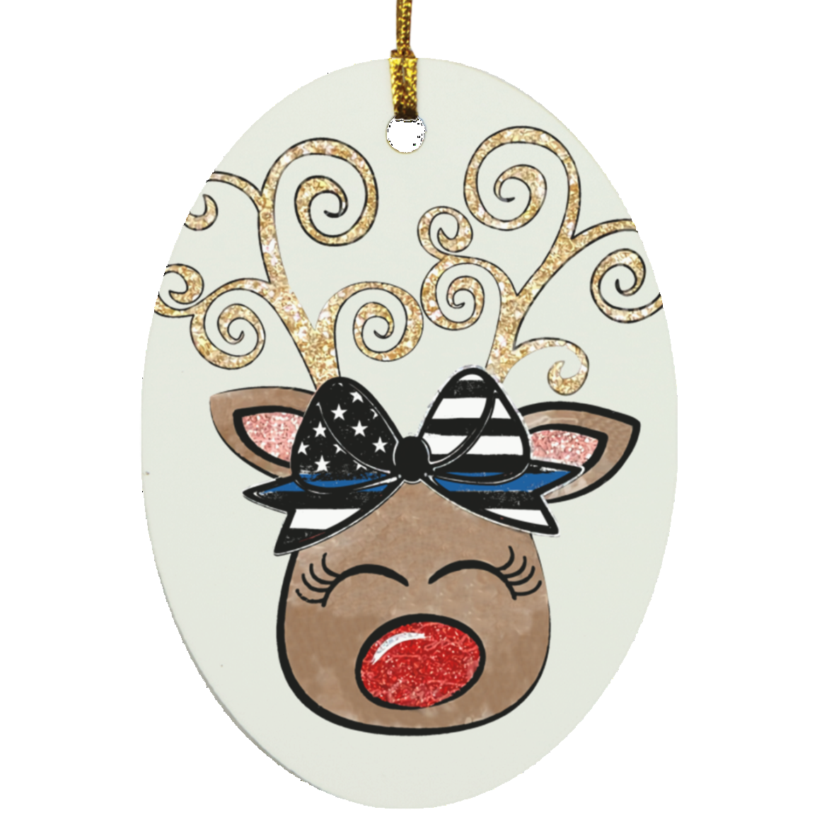 Reindeer Oval Ornament