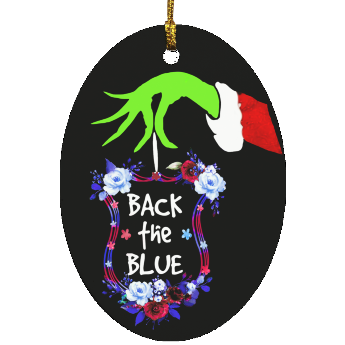 Grinch Back The Blue Oval Ornament