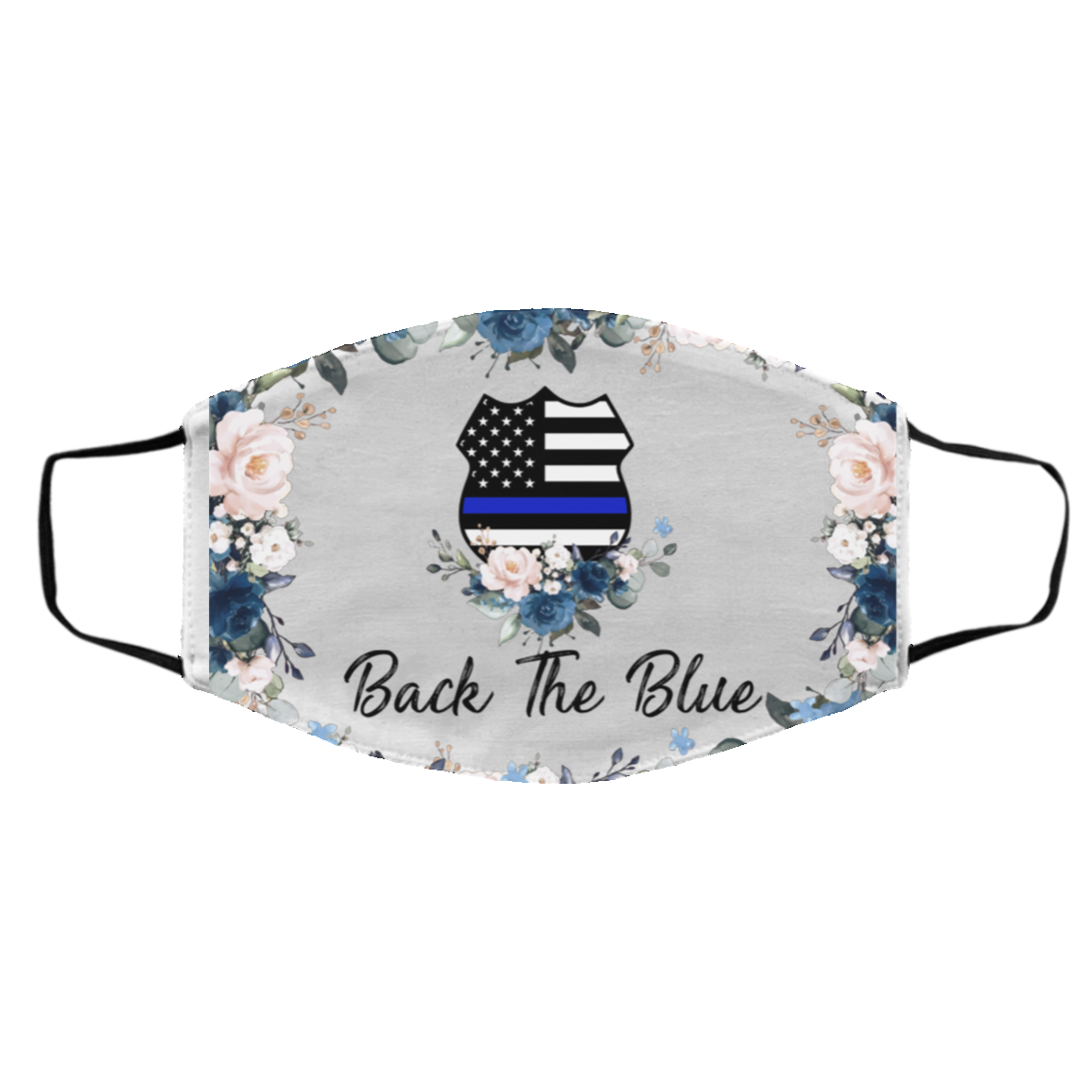 Back The Blue Thin Blue Line Badge 2 Med/Lg Face Mask