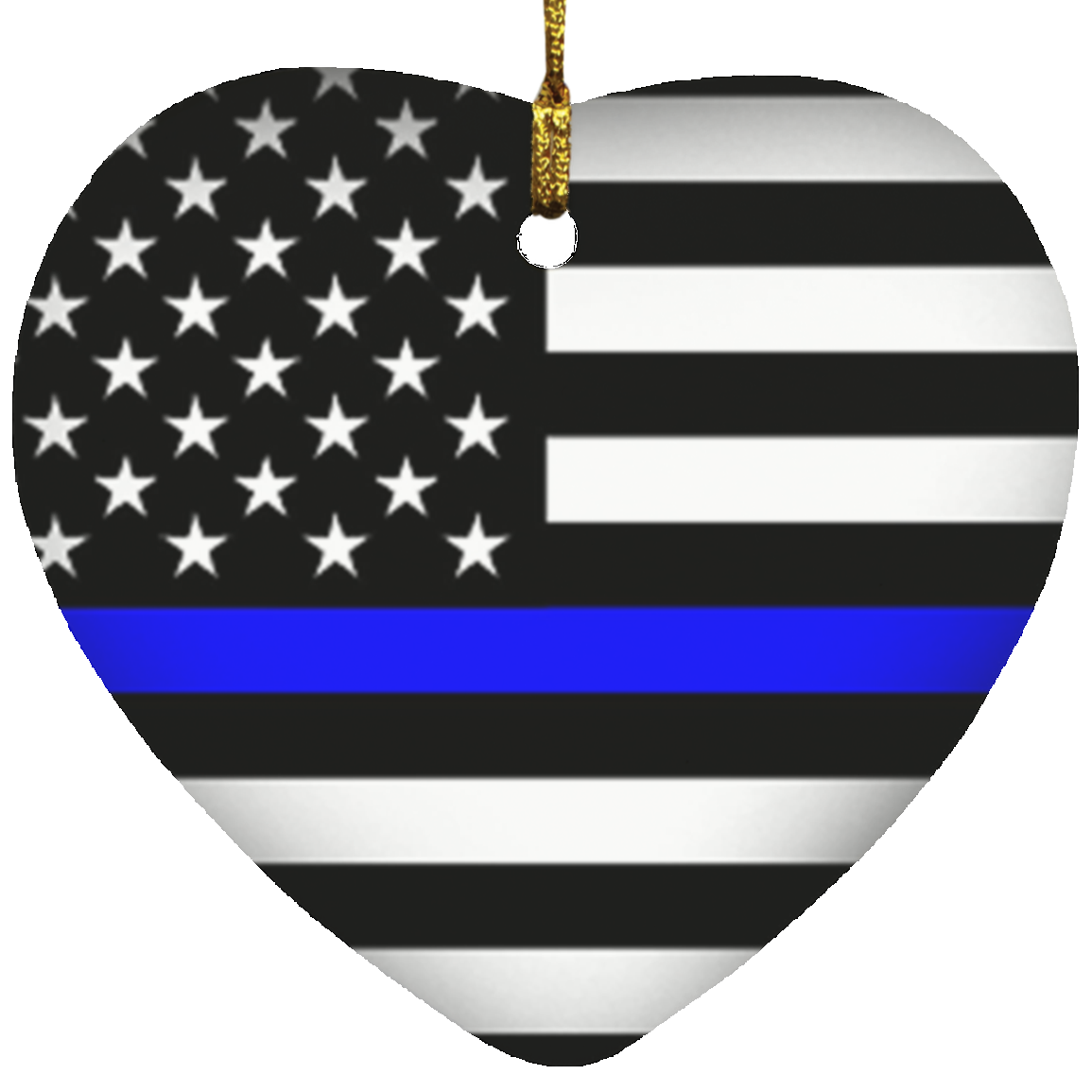 Thin Blue Line Flag  Heart Ornament