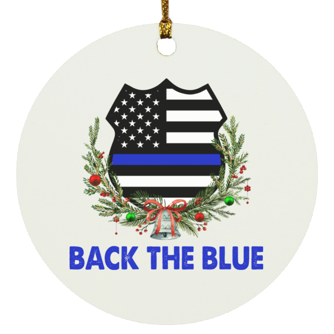 Thin Blue Line Badge Circle Ornament