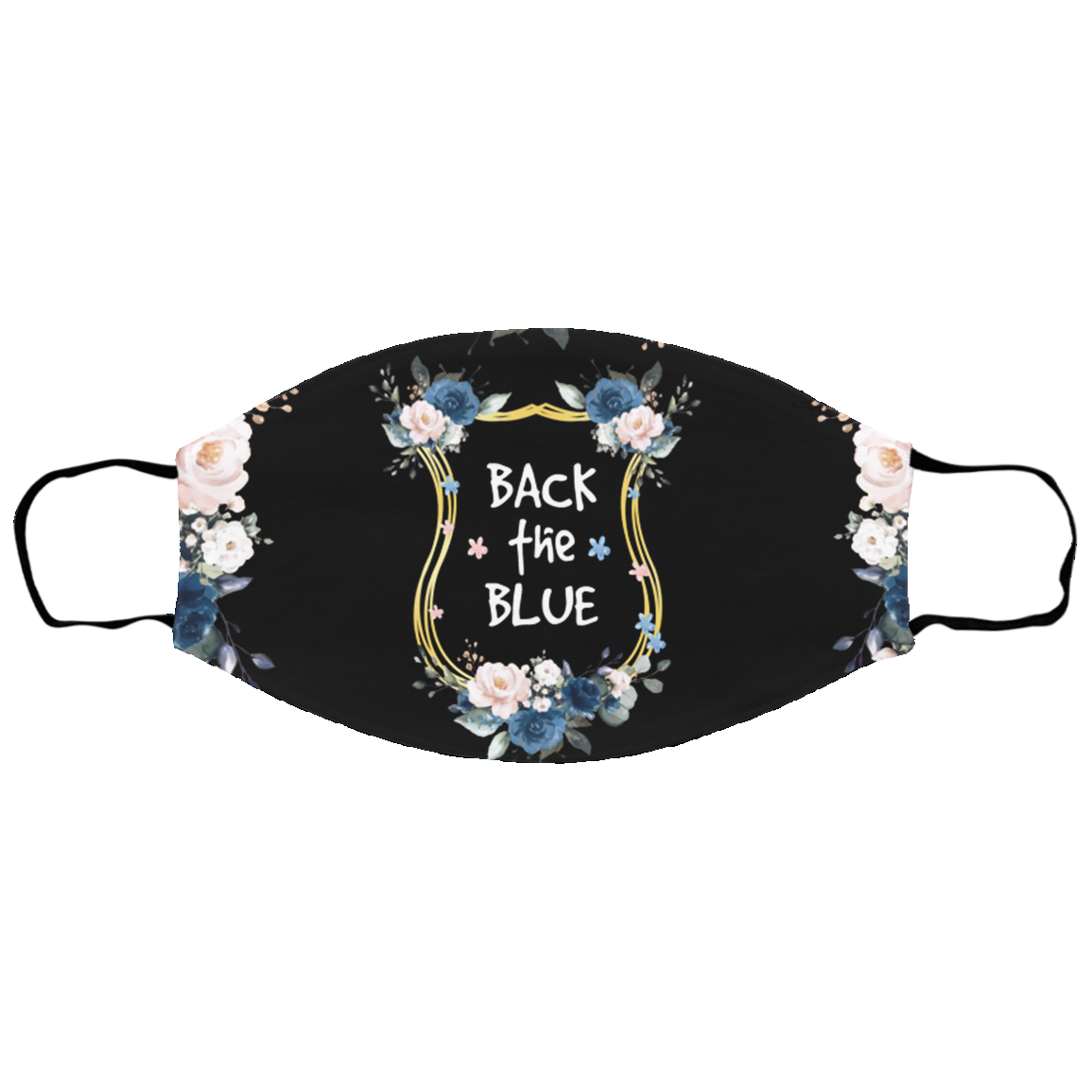 Back The Blue Floral Badge Sm/Med Face Mask