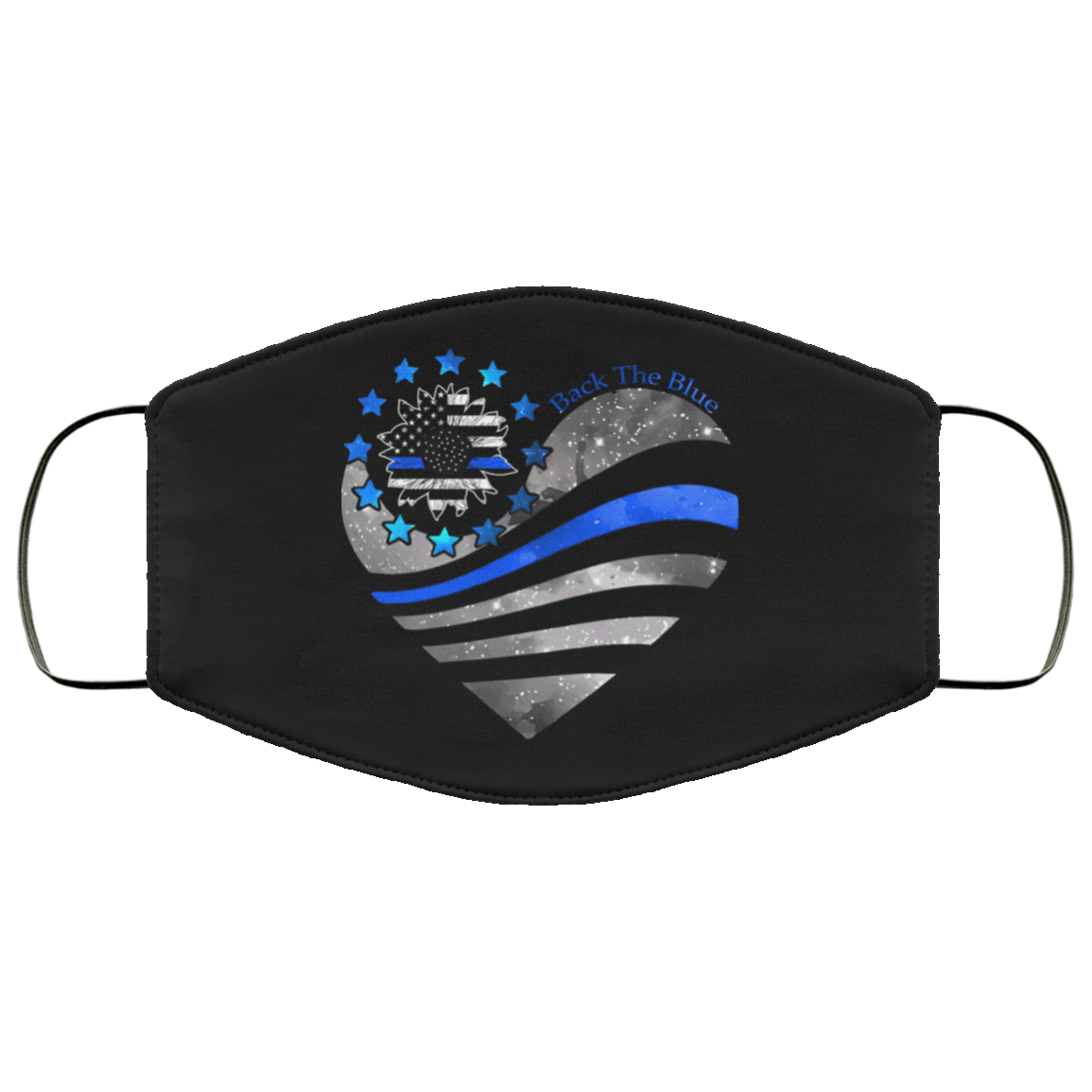 Back The Blue Face Mask - heart