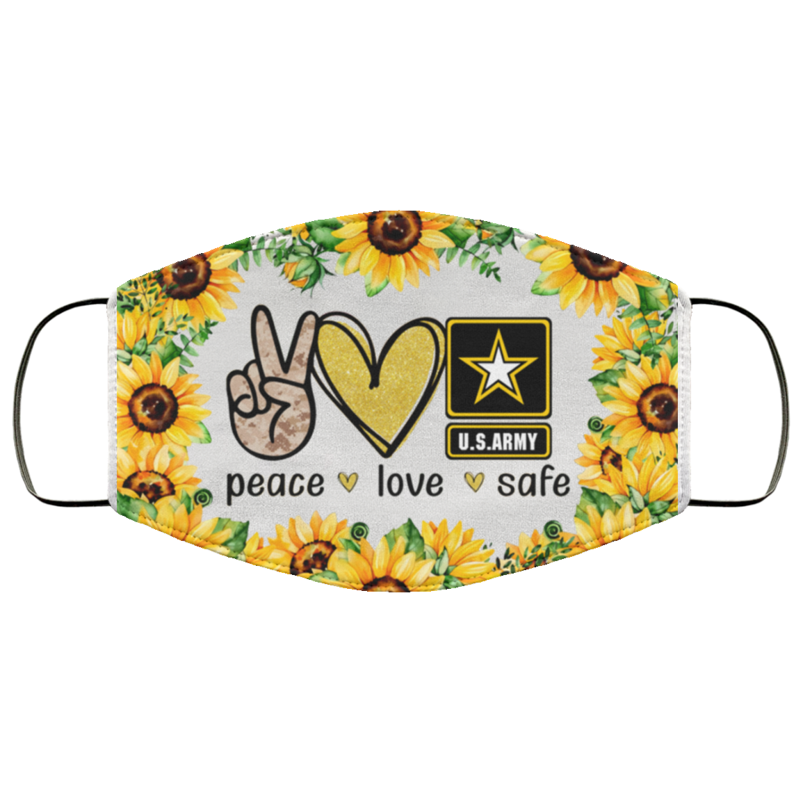 Peace Love Safe Face Mask - Army