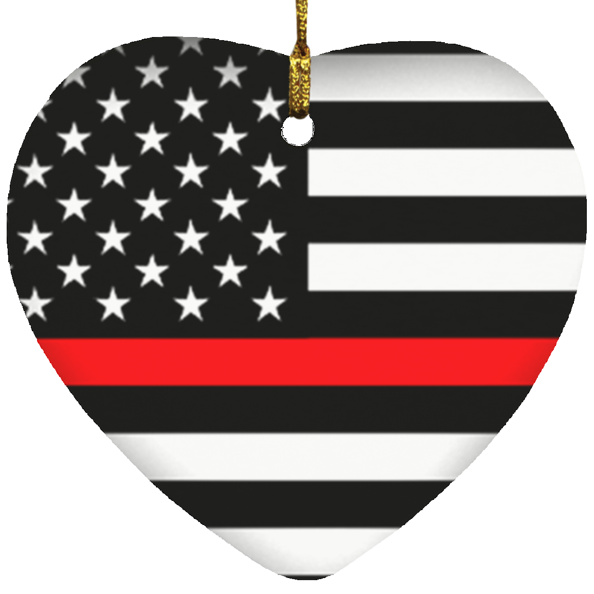 Thin Red Line Flag Heart Ornament