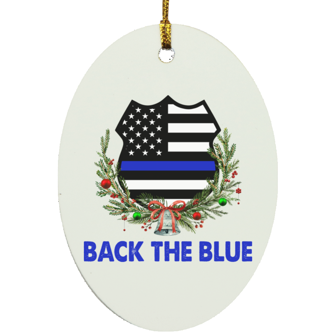 Thin Blue Line Badge Oval Ornament