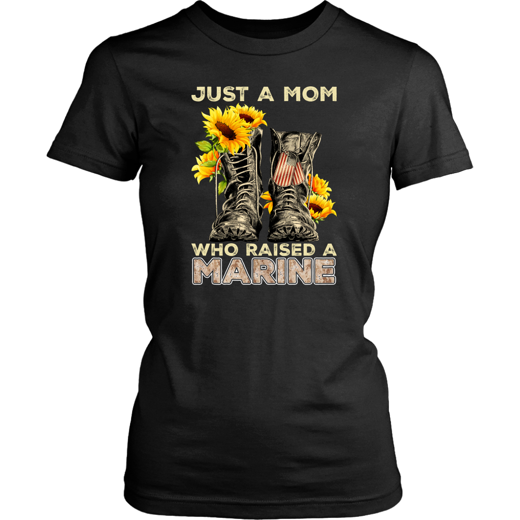 Just A Mom Who Raised A Marine Combat Boots Sunflowers Marine Mom Military Mom V-neck Tank