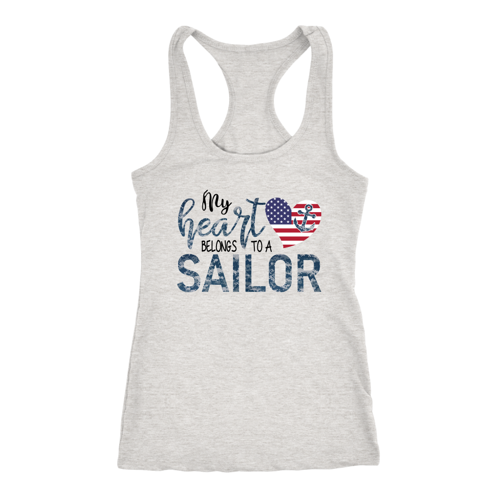 My Heart Belongs To A Sailor Navy Mom Navy Wife Sailor Girlfriend Tank T-shirt