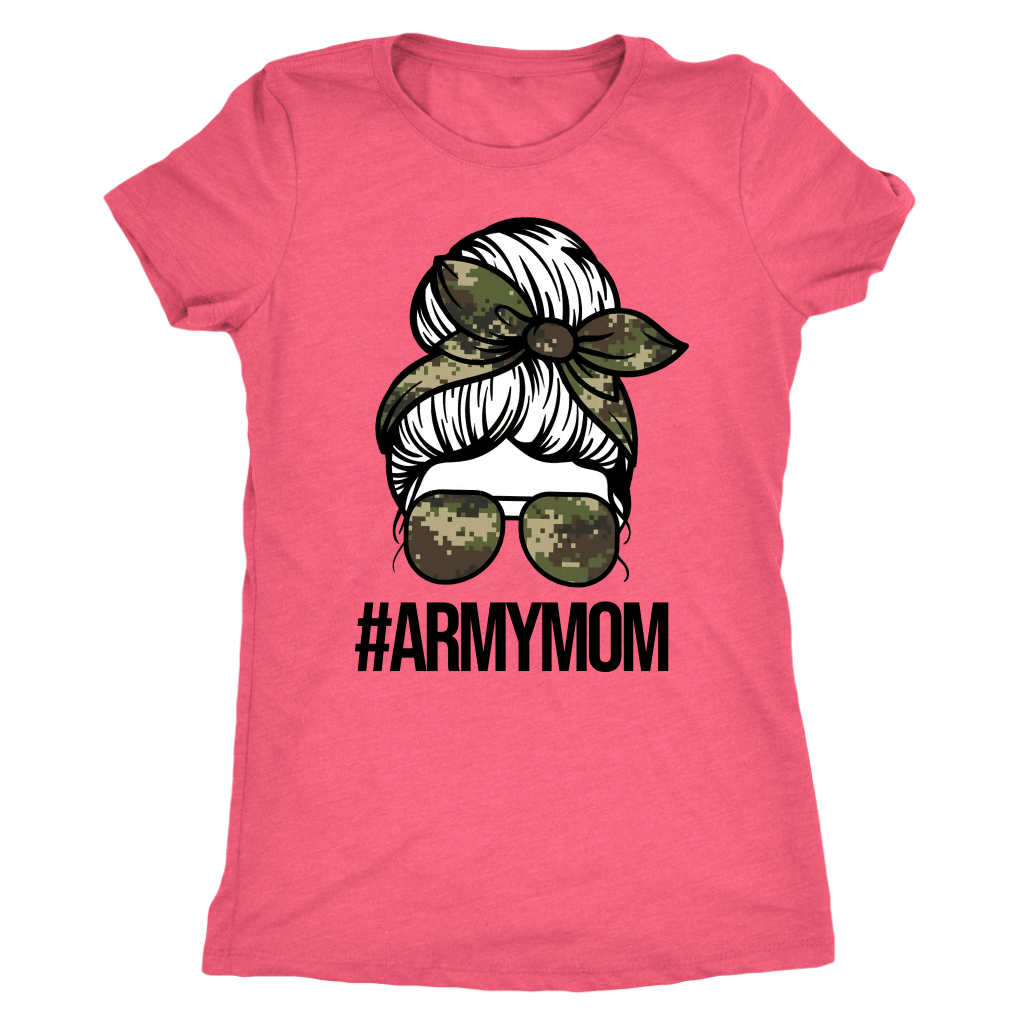 Army Mom Messy Bun 3/4 Raglan, T-shirt, tank, long sleeve shirt