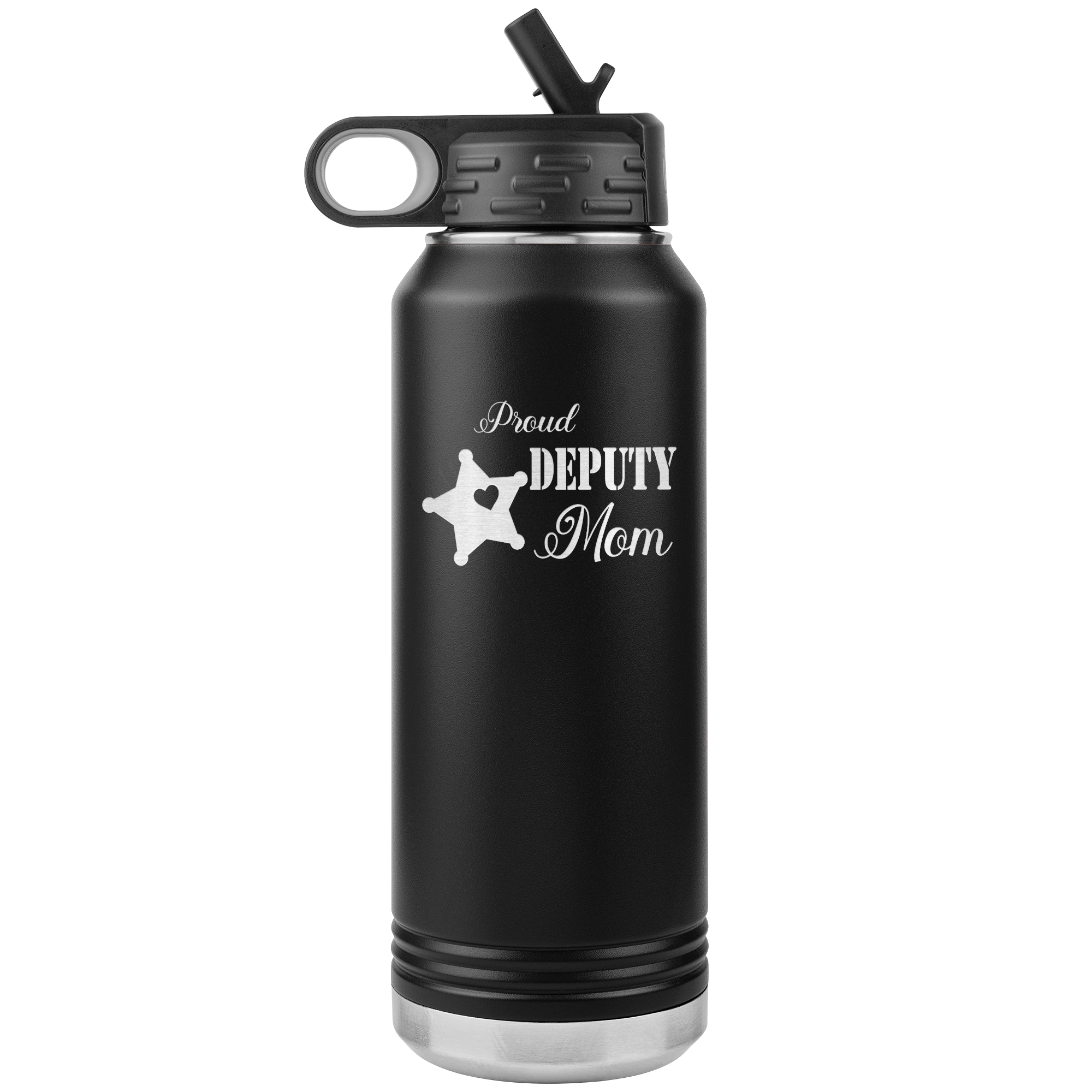 Proud Deputy Mom Personalized Name Insulated 32oz Water Bottle Tumbler