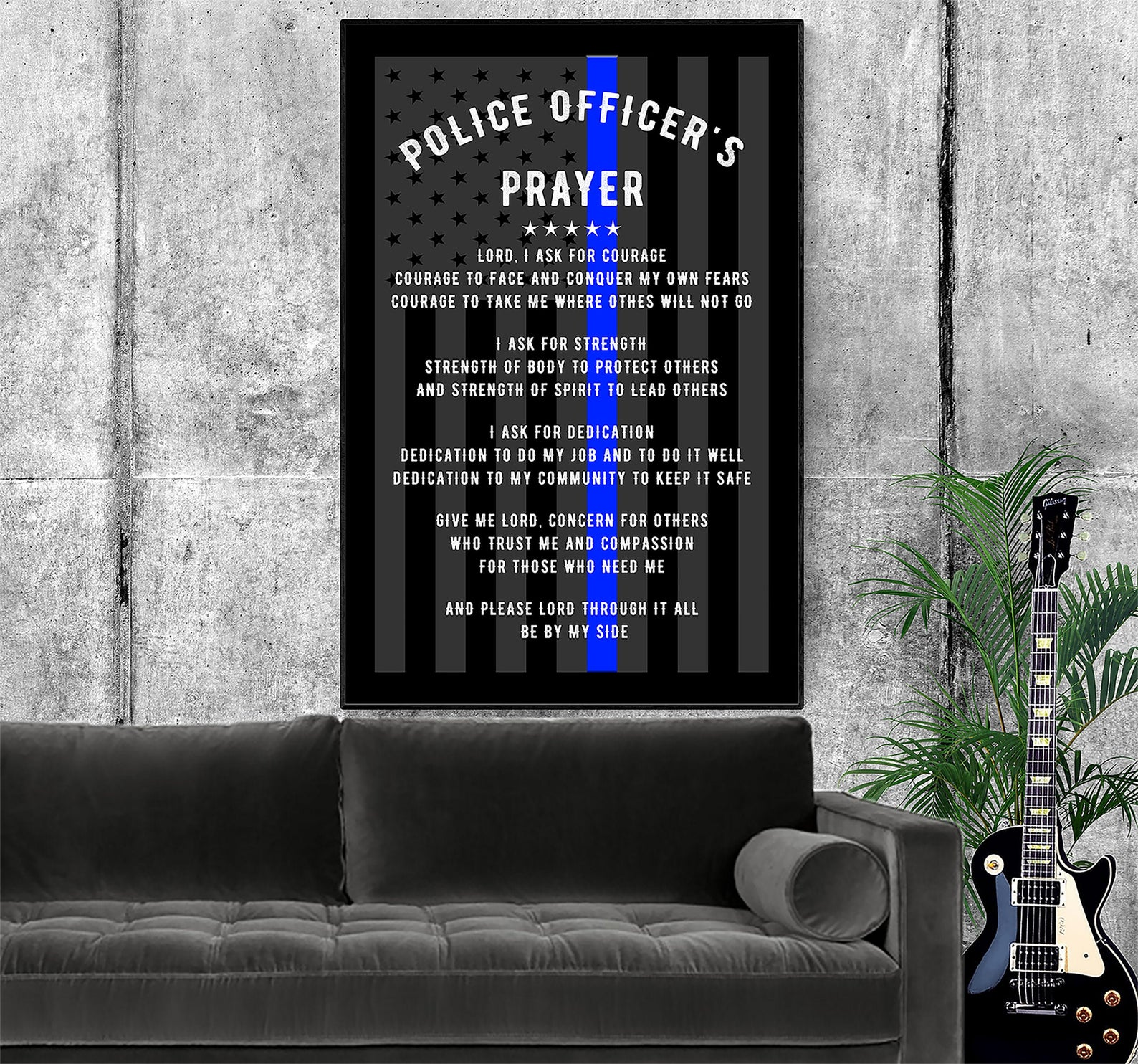 Police Officer's Prayer Posters 3 sizes, Police Poster, Thin Blue Line Poster