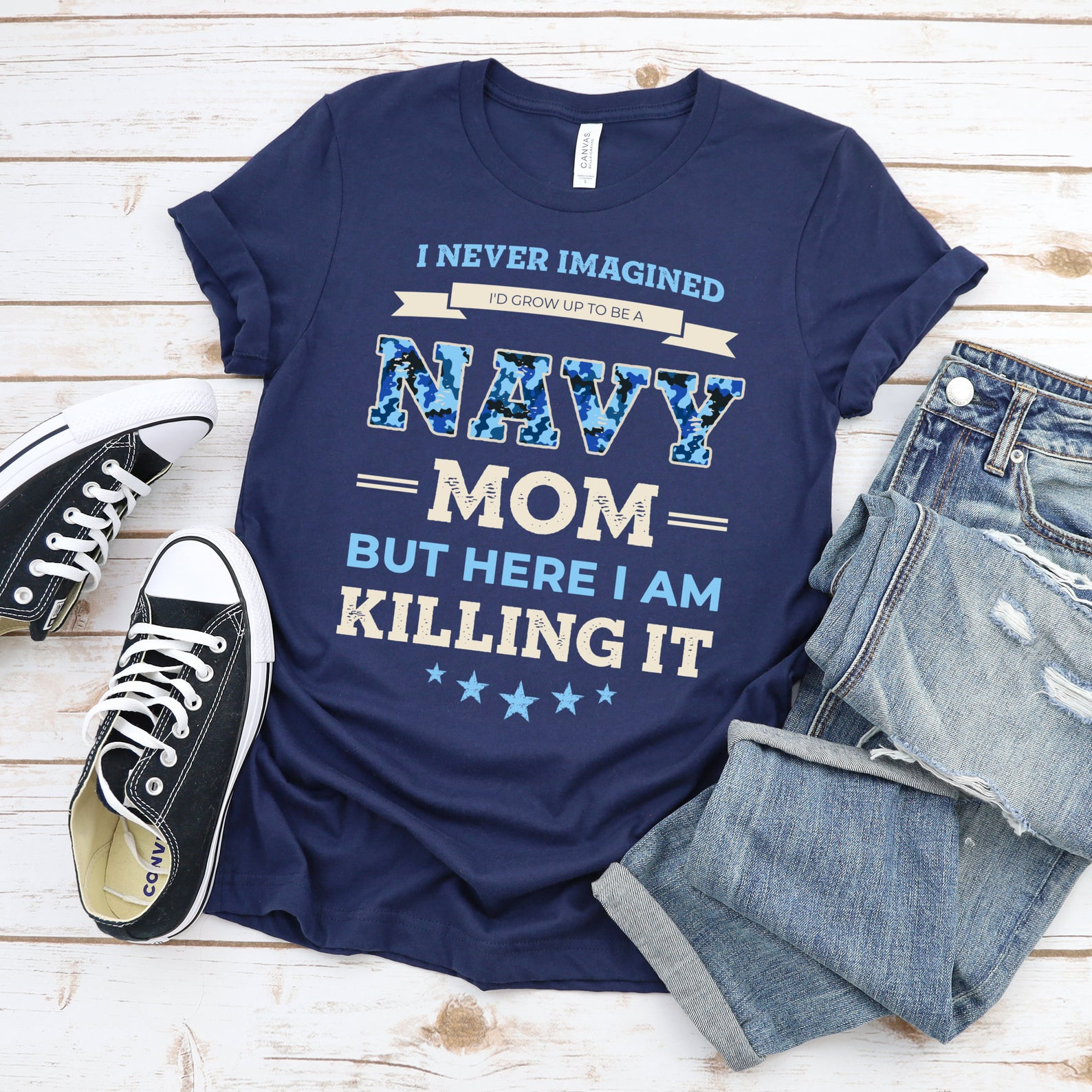 Navy Mom Long Sleeve Shirt V-neck Tank Sailor's Mom Killing It