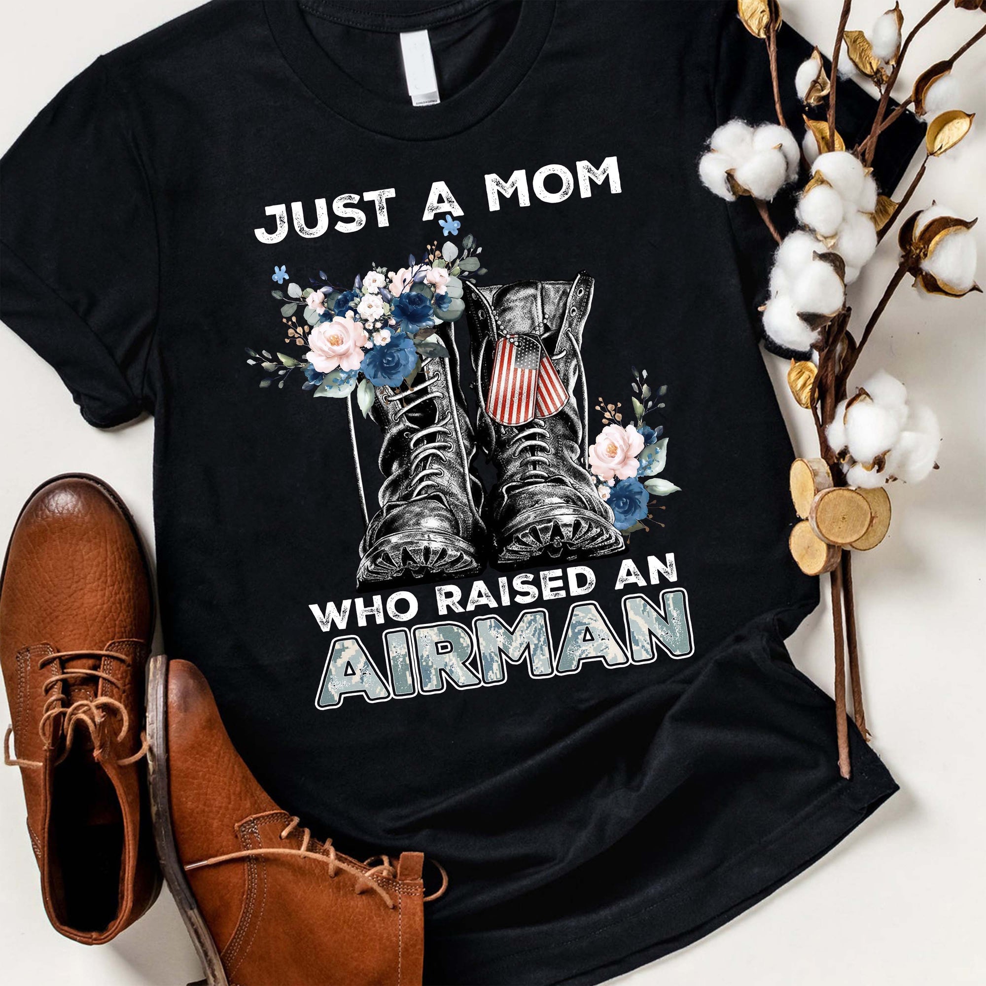 Just A Mom Who Raised An Airman Air Force Mom Military Mom Long Sleeve Women's V-neck Tank