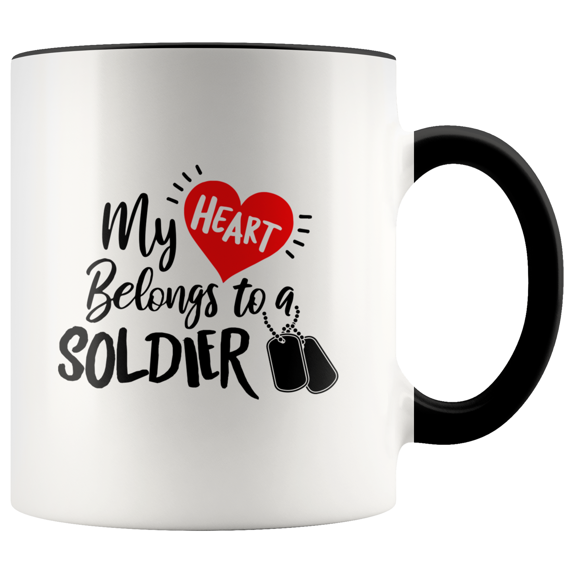 My Heart Belongs to a Soldier Accent Mugs