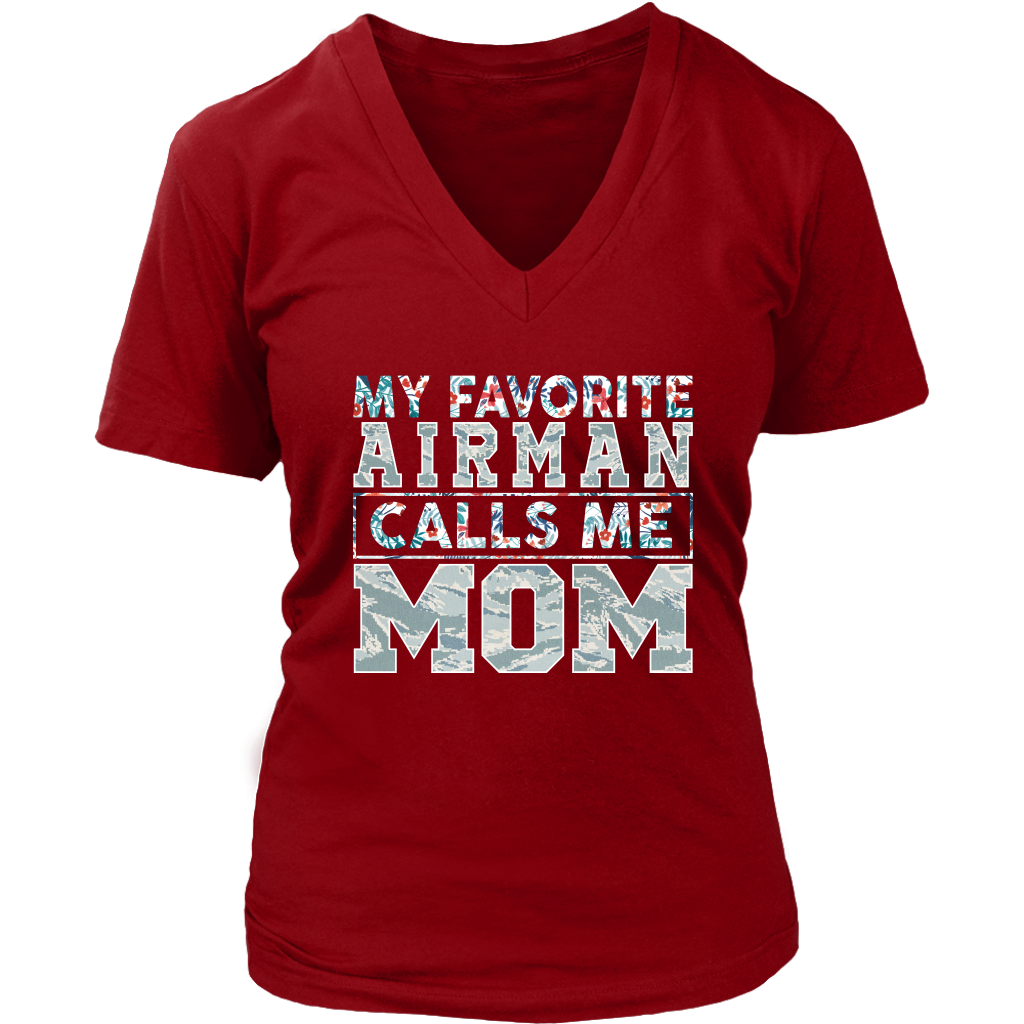 My Favorite Airman Calls Me Mom Air Force Mom Shirt Military Mom Gift V-neck Women's tank Proud Air Force Mom